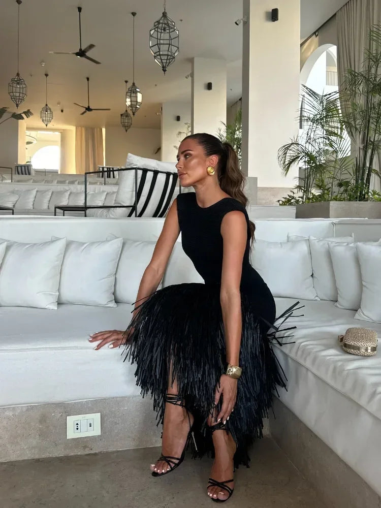 Ana - Langes Kleid mit Fransen