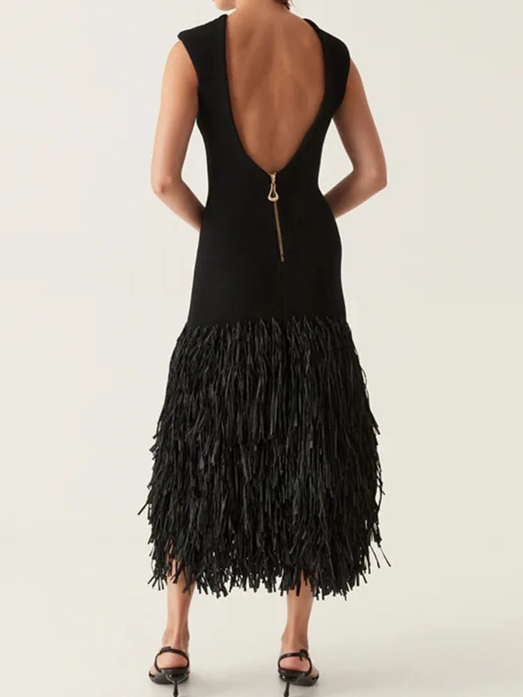 Ana - Langes Kleid mit Fransen